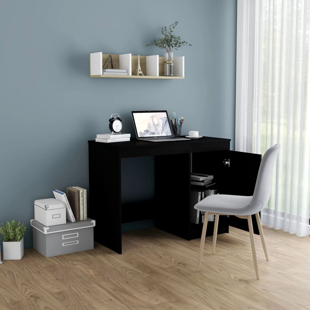 Scrivania Nera 100x50x76 cm in Legno Multistrato - homemem39