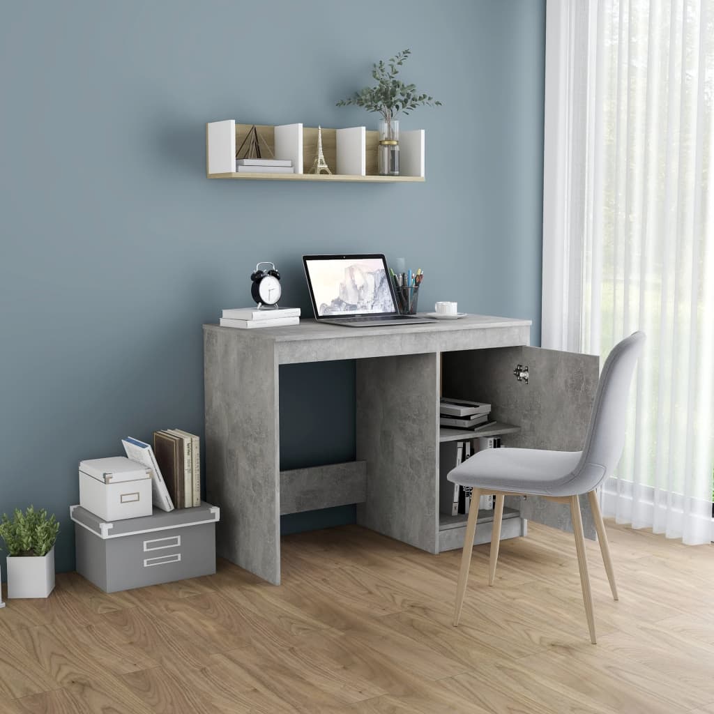 Scrivania Grigio Cemento 100x50x76 cm in Legno Multistrato - homemem39