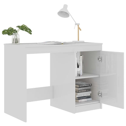 Scrivania Bianco Lucido 100x50x76 cm in Legno Multistrato - homemem39
