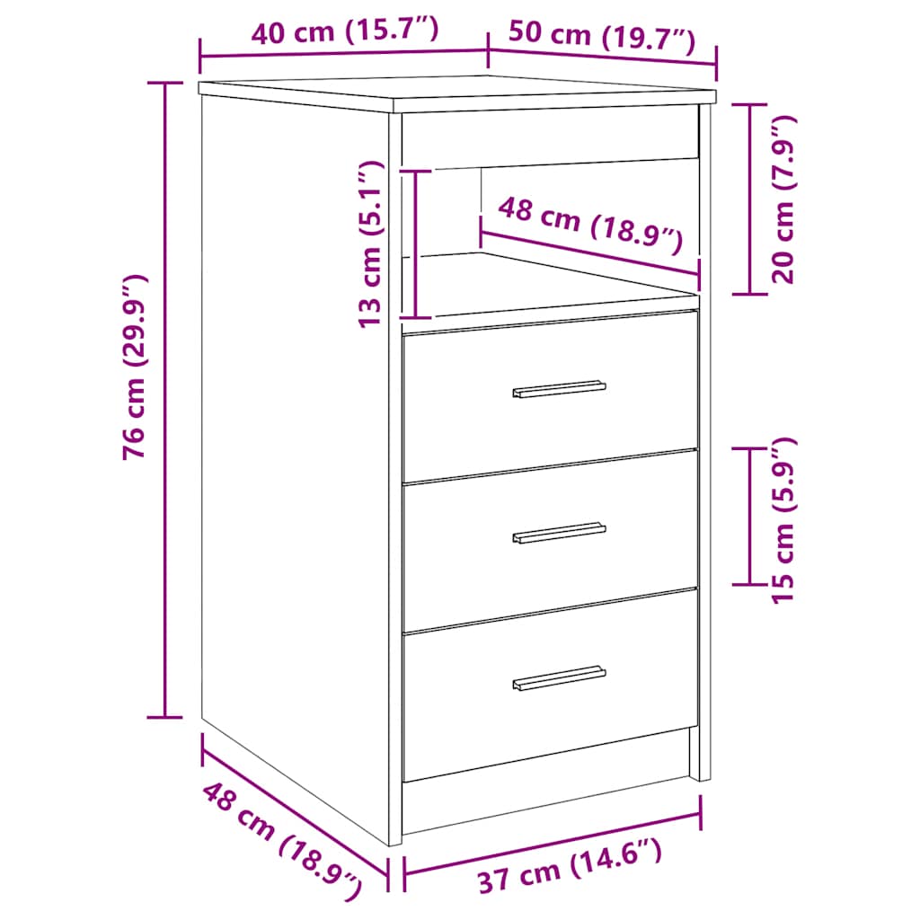 Cassettiera Grigio Cemento 40x50x76 cm in Legno Multistrato | homemem39