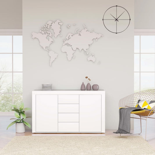 Credenza Bianco Lucido 120x36x69 cm in Legno Multistrato - homemem39