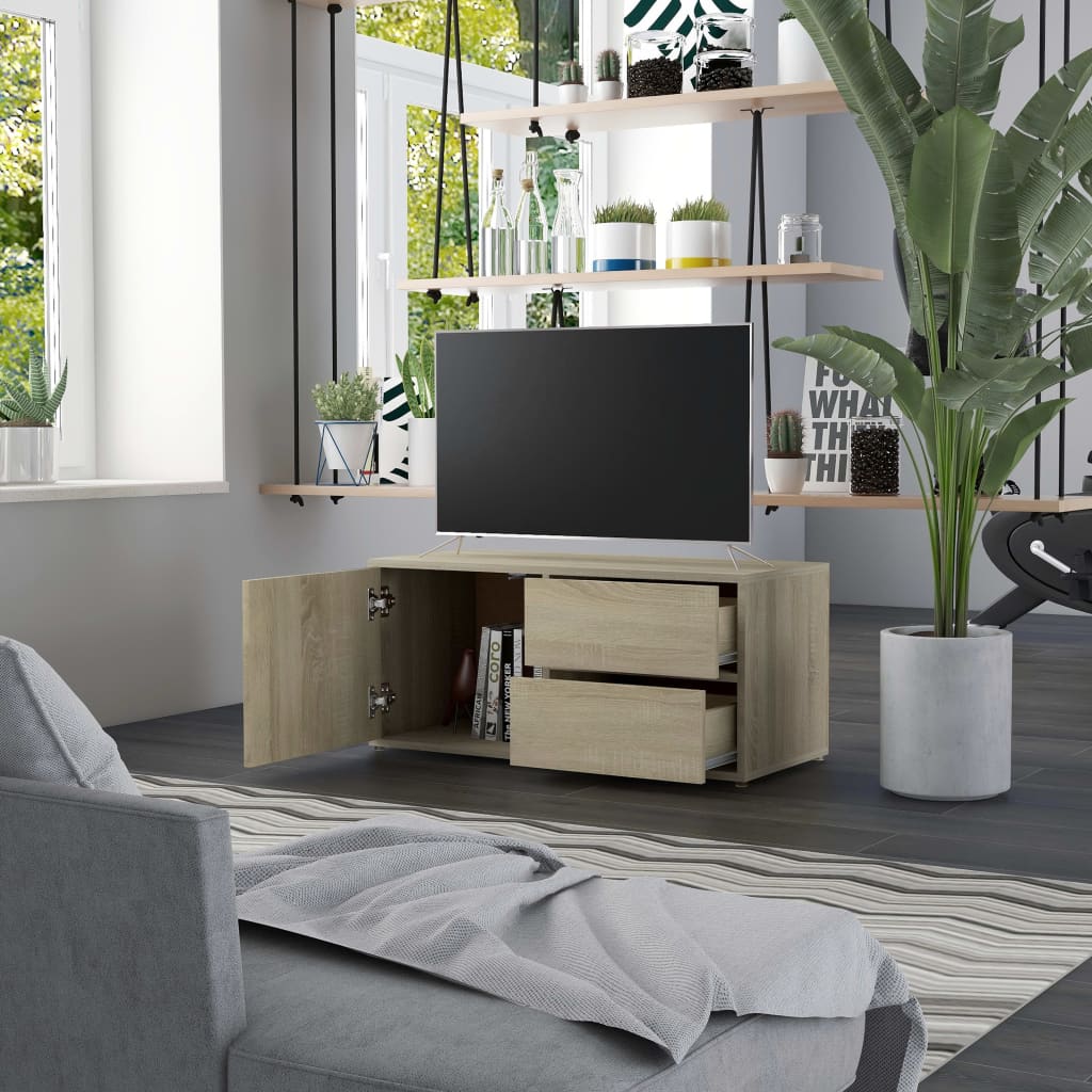 Mobile Porta TV Rovere Sonoma 80x34x36 cm Legno Multistrato - homemem39