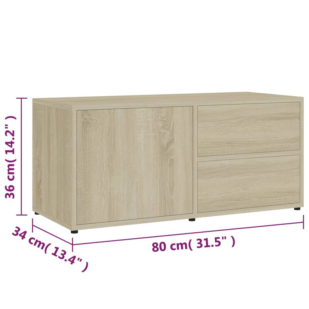 Mobile Porta TV Rovere Sonoma 80x34x36 cm Legno Multistrato - homemem39