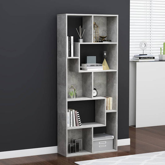 Libreria Grigio Cemento 67x24x161 cm in Legno Multistrato | homemem39