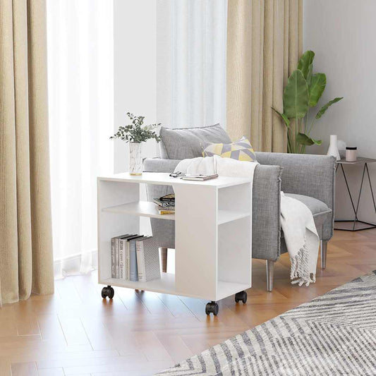 Tavolino da Salotto Bianco 70x35x55 cm in Legno Multistrato - homemem39