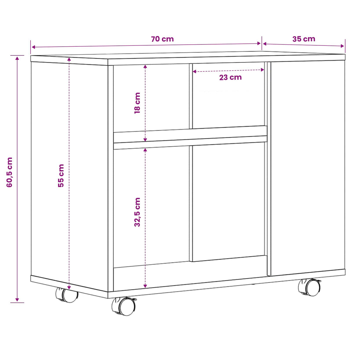Tavolino da Salotto Bianco 70x35x60,5 cm in Legno Multistrato