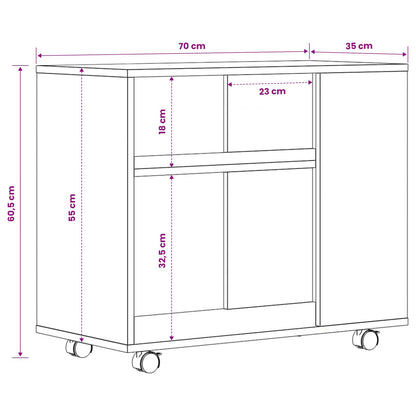 Tavolino da Salotto Bianco 70x35x60,5 cm in Legno Multistrato