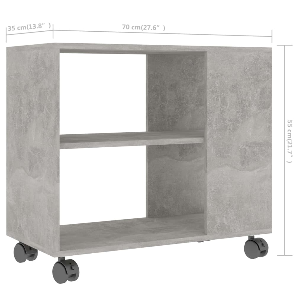 Tavolino Grigio Cemento 70x35x55 cm in Legno Multistrato - homemem39