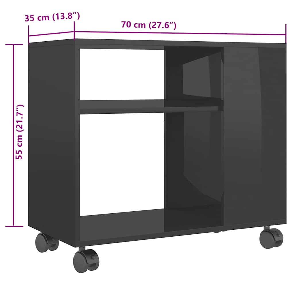 Tavolino da Salotto Grigio Lucido 70x35x55 cm Legno Multistrato - homemem39