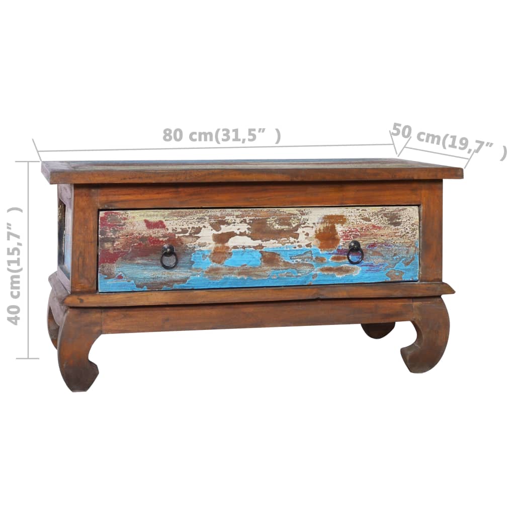 Tavolino da Salotto 80x50x40 cm in Legno di Teak di Recupero | homemem39
