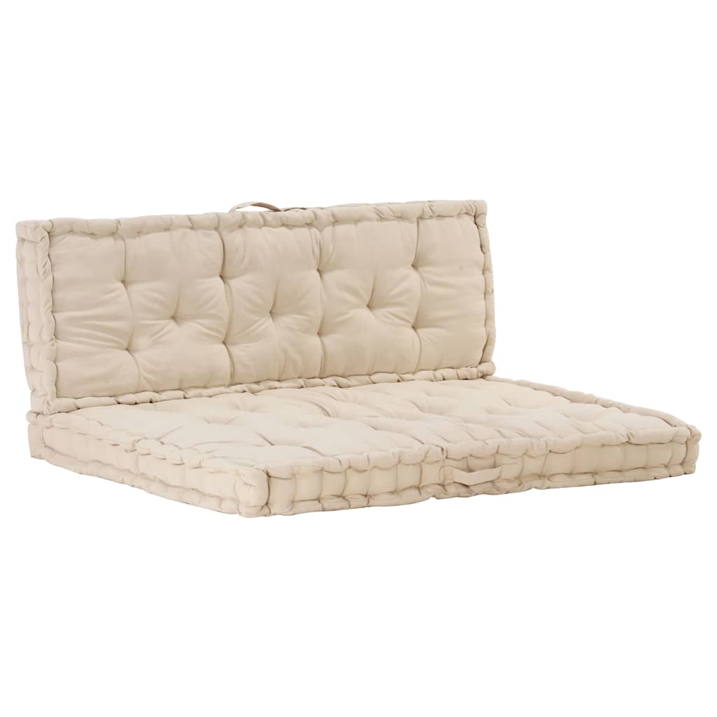 Cuscini per Pallet e Pavimento 2 pz in Cotone Beige | homemem39