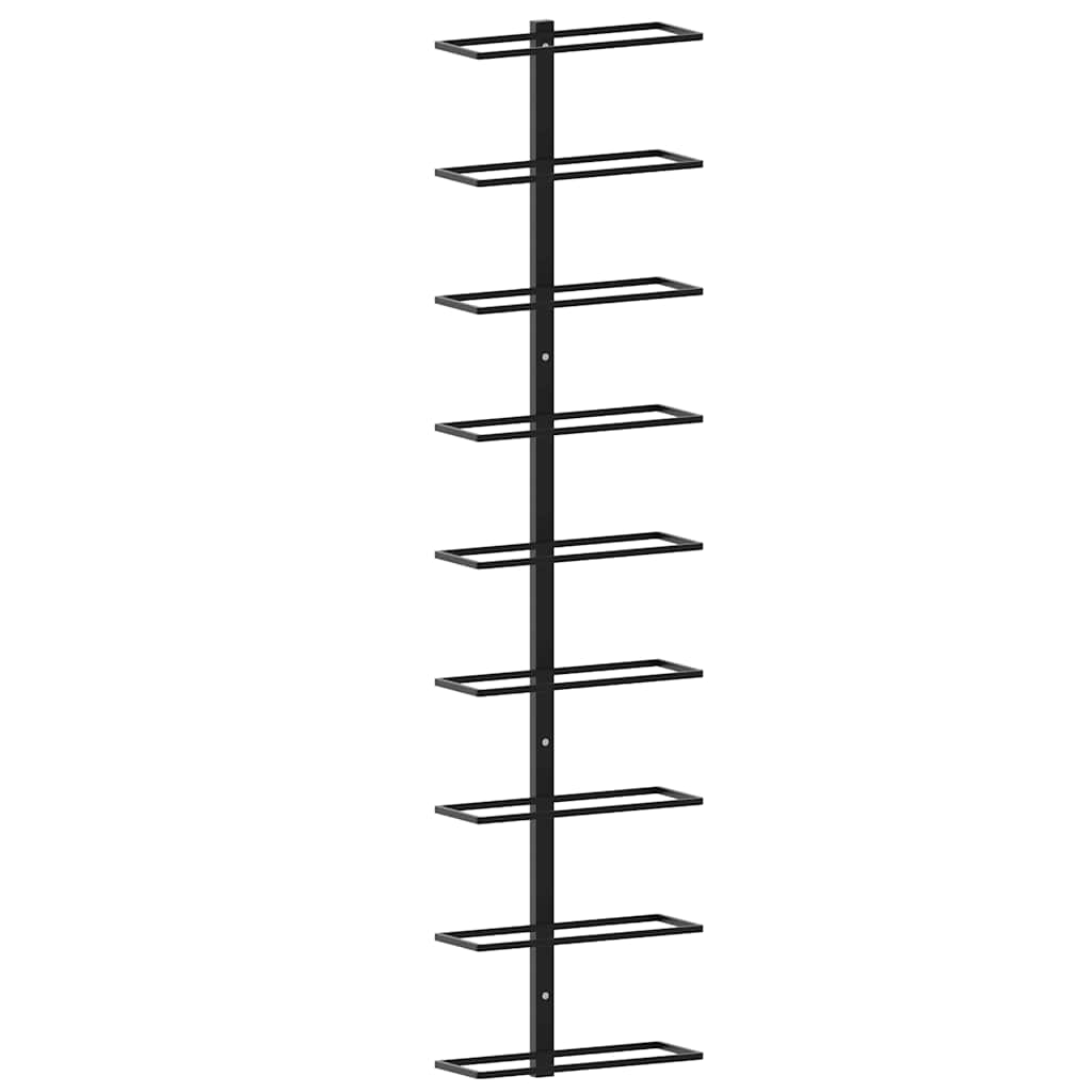 Portavini da Parete per 9 Bottiglie Nero in Ferro