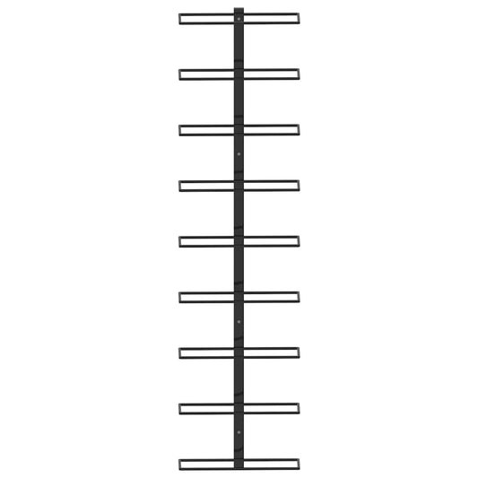 Portavini da Parete per 9 Bottiglie Nero in Ferro