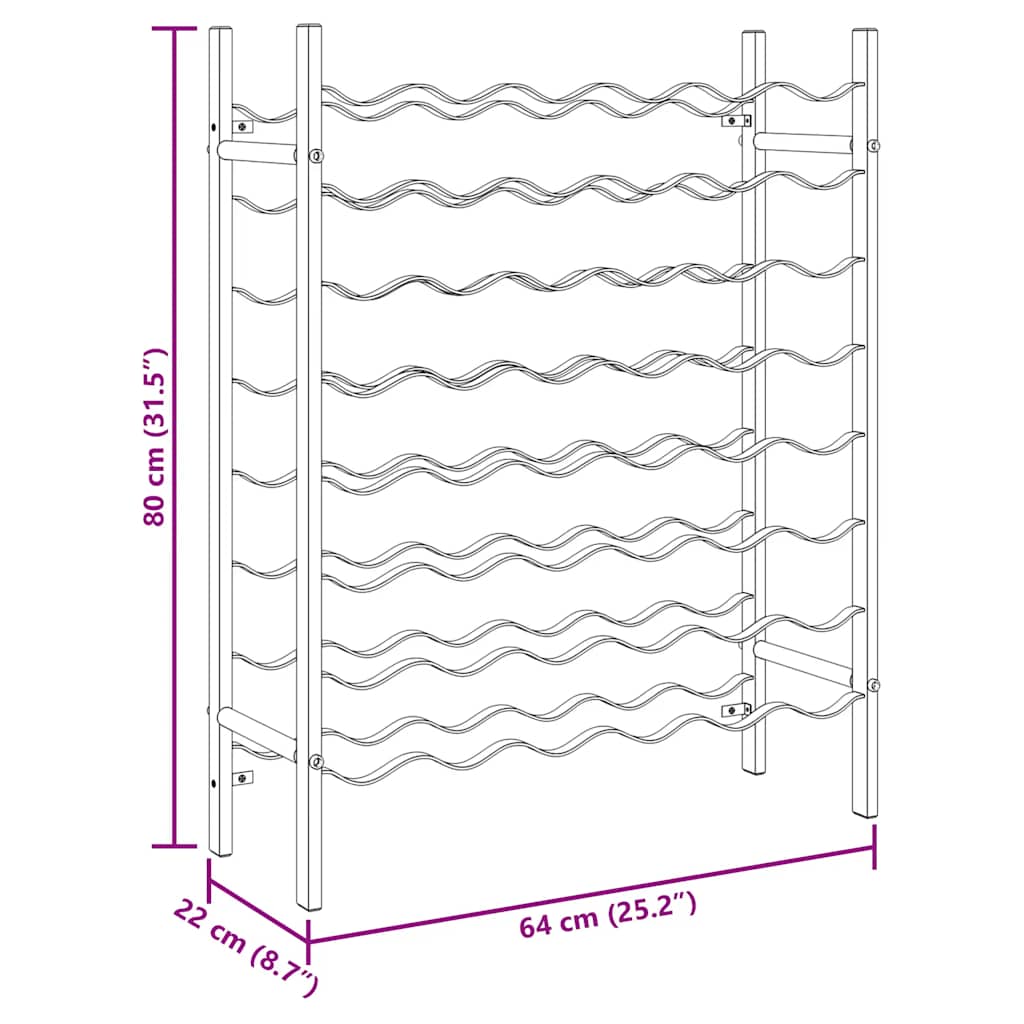 Portabottiglie per 48 Bottiglie di Vino Nero in Metallo