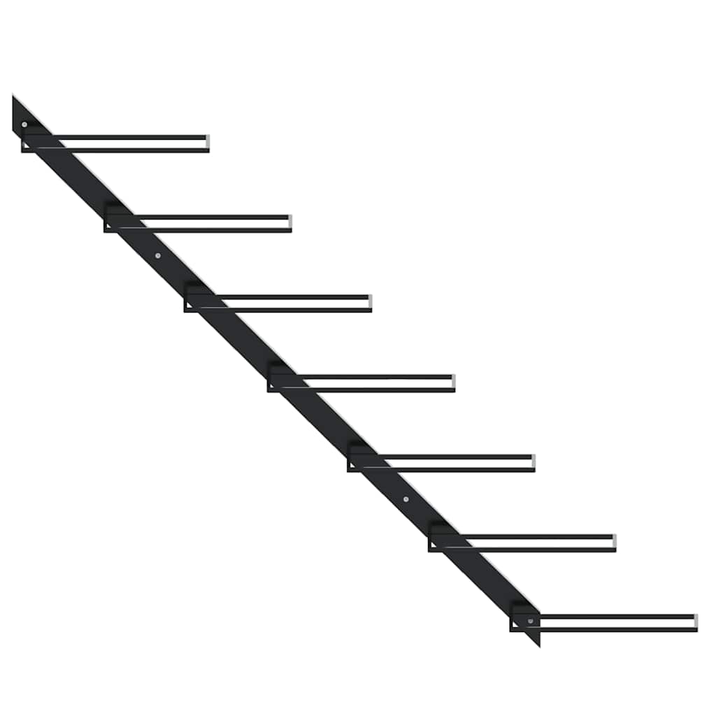 Portavini da Parete per 7 Bottiglie Nero in Metallo