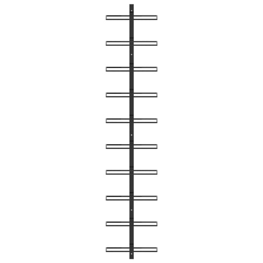 Portavini da Parete per 10 Bottiglie Nero in Metallo