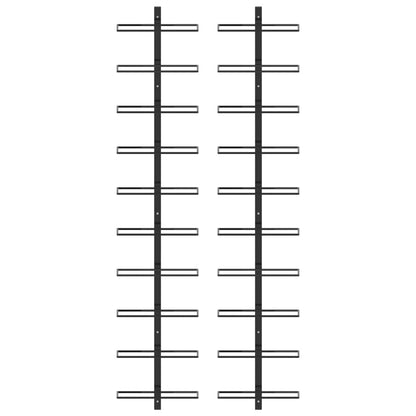 Portavini da Parete per 20 Bottiglie 2 pz Nero in Metallo