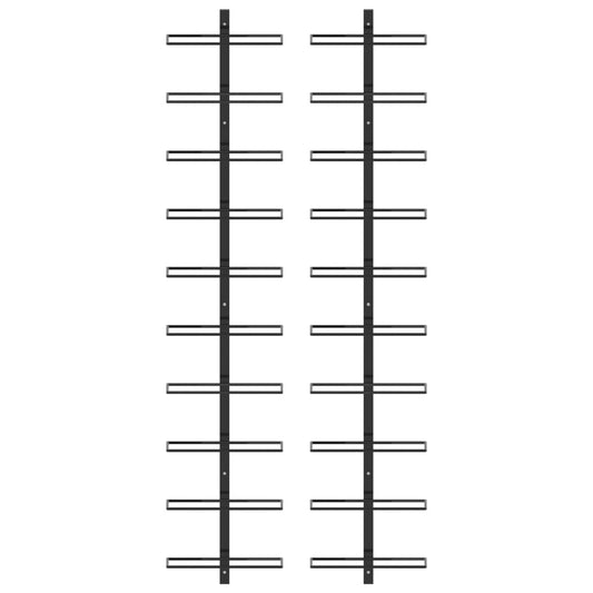 Portavini da Parete per 20 Bottiglie 2 pz Nero in Metallo