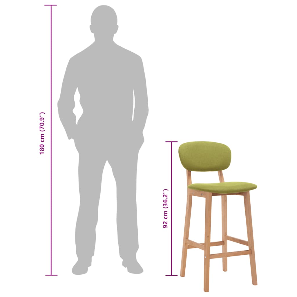 Sgabelli da Bar 2 pz Verdi in Tessuto