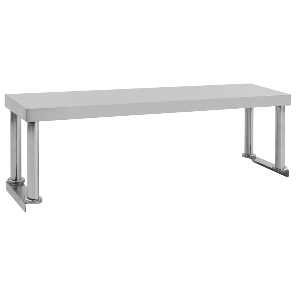 Tavolo Lavoro Cucina con Mensola 120x60x120 cm in Acciaio Inox | homemem39