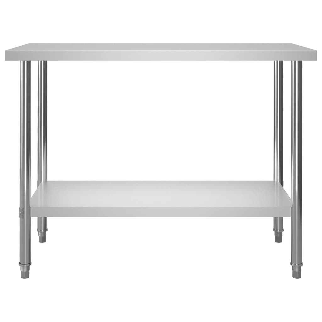 Tavolo Lavoro Cucina con Mensola 120x60x150 cm in Acciaio Inox