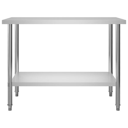 Tavolo Lavoro Cucina con Mensola 120x60x150 cm in Acciaio Inox