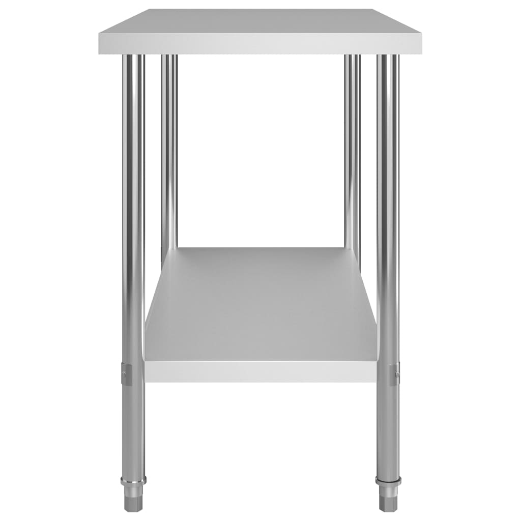 Tavolo Lavoro Cucina con Mensola 120x60x150 cm in Acciaio Inox