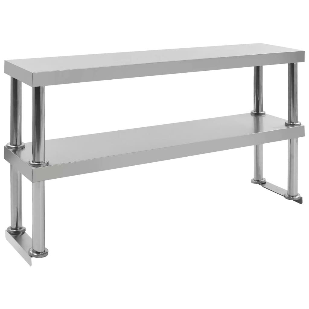 Tavolo Lavoro Cucina con Mensola 120x60x150 cm in Acciaio Inox - homemem39