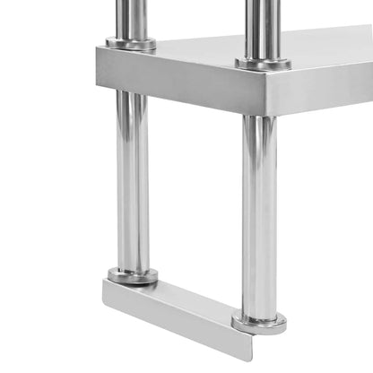 Tavolo Lavoro Cucina con Mensola 120x60x150 cm in Acciaio Inox | homemem39