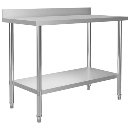 Tavolo Lavoro Cucina con Mensola 120x60x150 cm in Acciaio Inox | homemem39