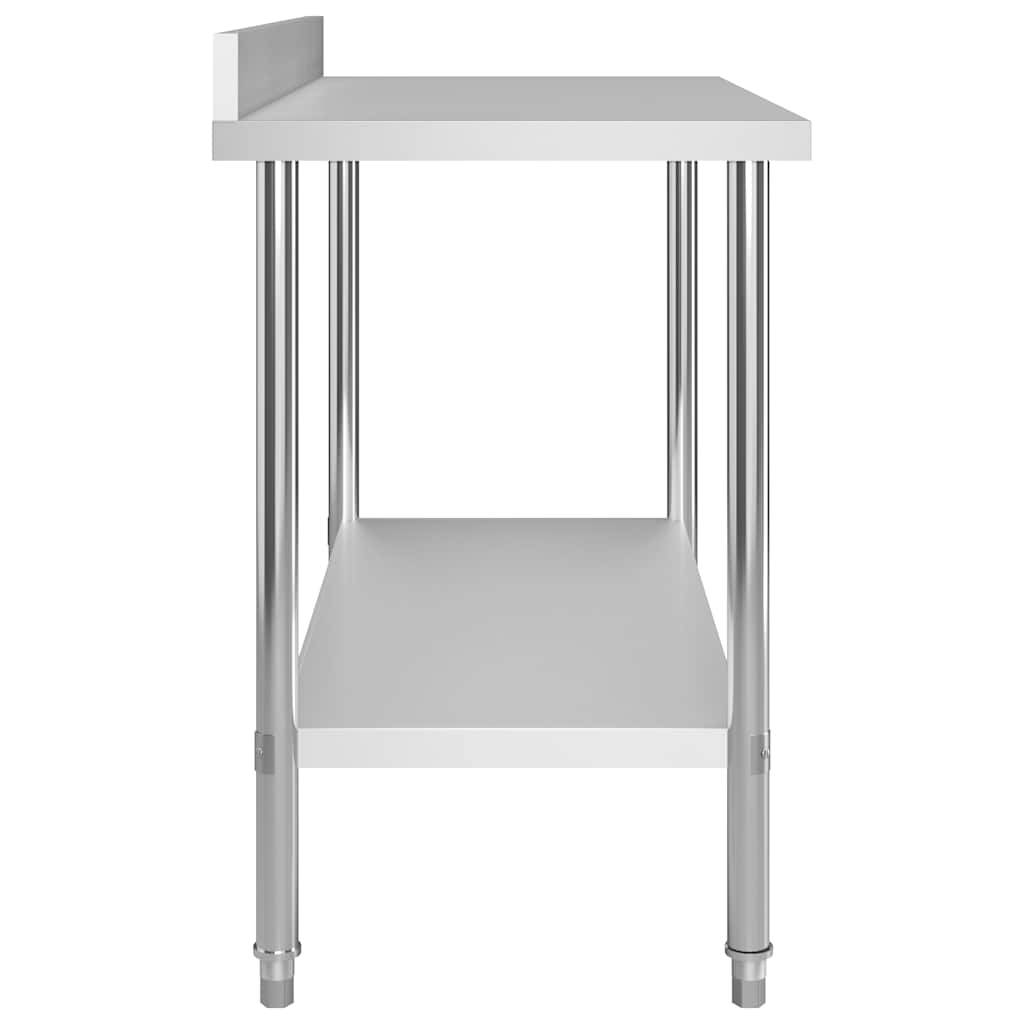 Tavolo Lavoro Cucina con Mensola 120x60x150 cm in Acciaio Inox | homemem39