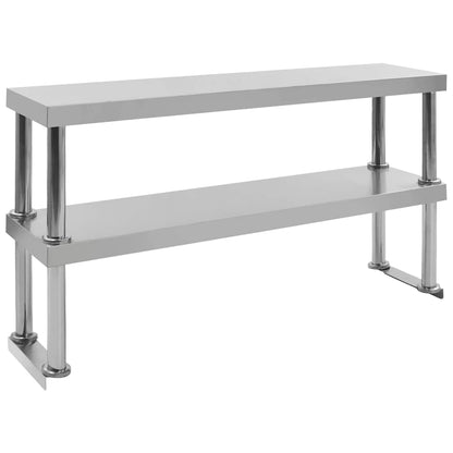 Tavolo Lavoro Cucina con Mensola 120x60x150 cm in Acciaio Inox | homemem39
