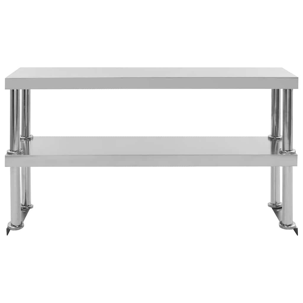 Tavolo Lavoro Cucina con Mensola 120x60x150 cm in Acciaio Inox | homemem39