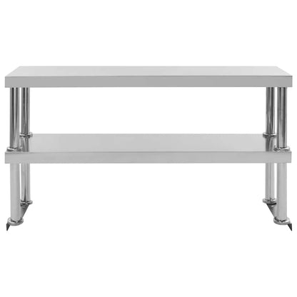 Tavolo Lavoro Cucina con Mensola 120x60x150 cm in Acciaio Inox | homemem39