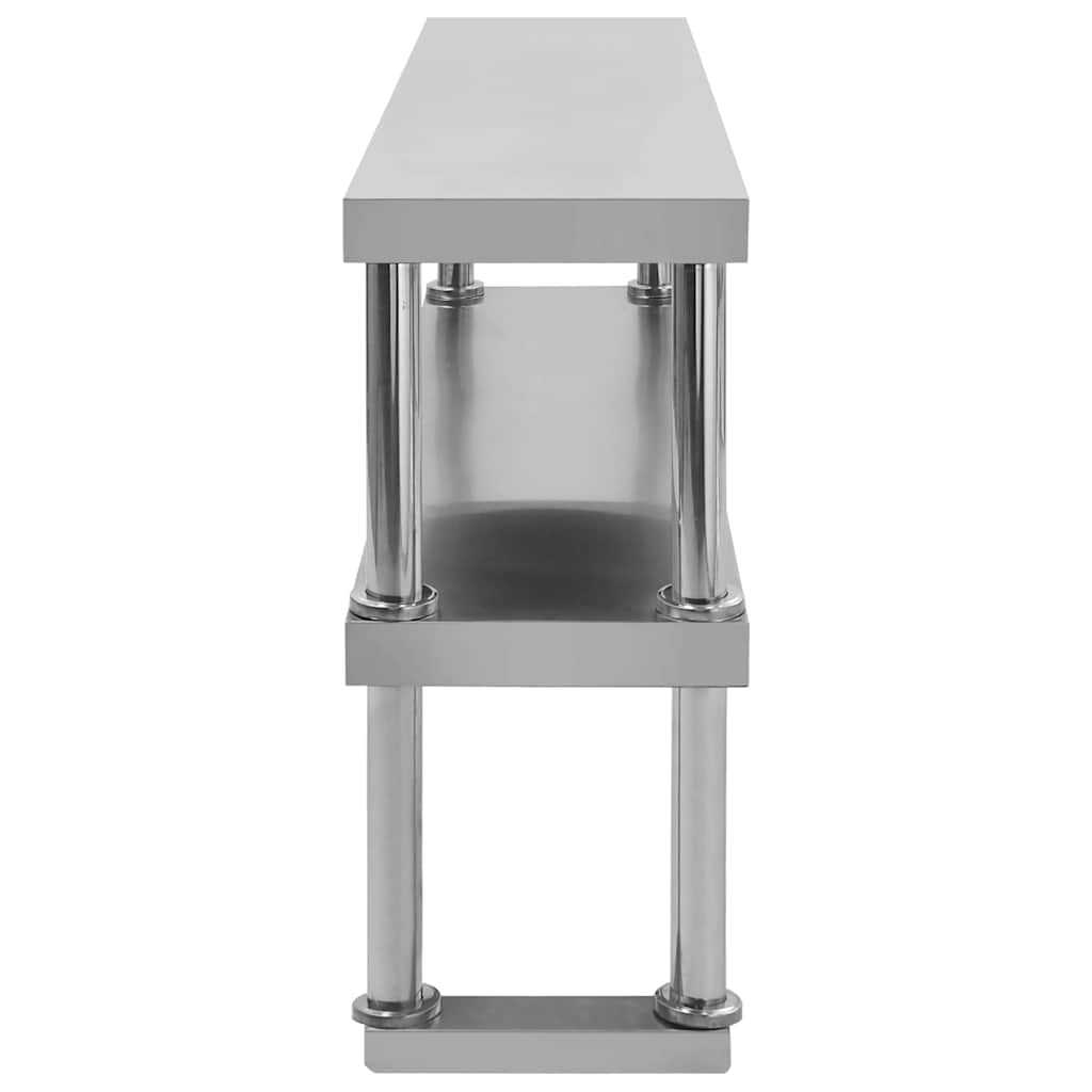 Tavolo Lavoro Cucina con Mensola 120x60x150 cm in Acciaio Inox | homemem39