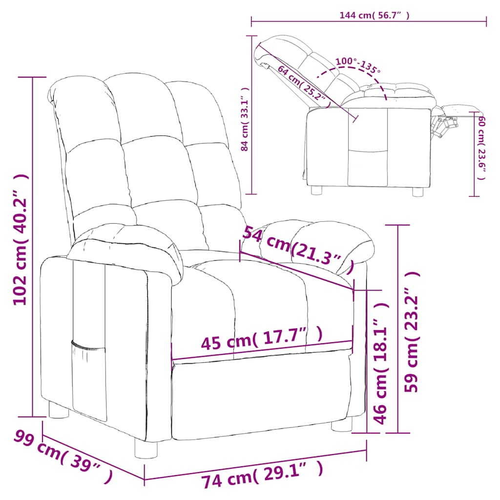 Poltrona Reclinabile in Tessuto Crema - homemem39