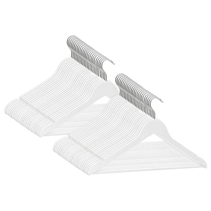Set Appendiabiti 50 pz Antiscivolo Bianchi in Legno Massello | homemem39