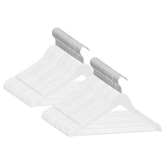 Set Appendiabiti 50 pz Antiscivolo Bianchi in Legno Massello - homemem39