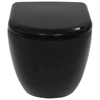 WC a Muro con Sciacquone Nascosto in Ceramica Nera