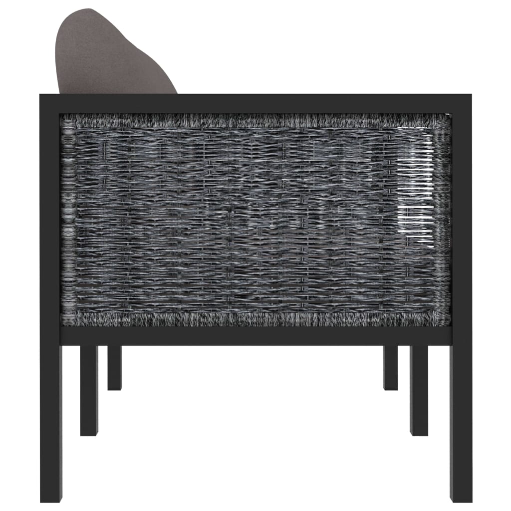 Divano a 2 Posti con Cuscini Antracite in Polyrattan - homemem39