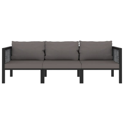 Divano a 3 Posti con Cuscini Antracite in Polyrattan | homemem39