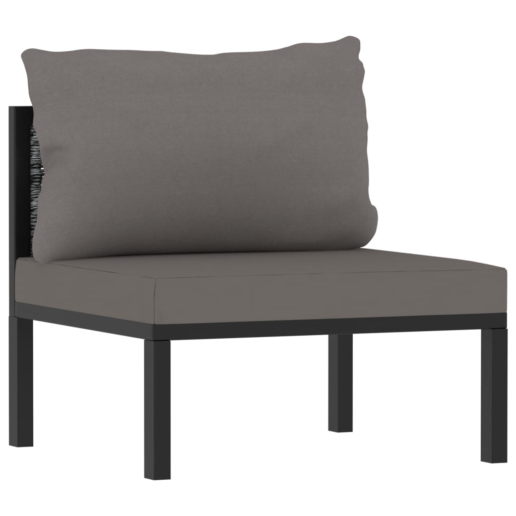 Divano a 3 Posti con Cuscini Antracite in Polyrattan | homemem39