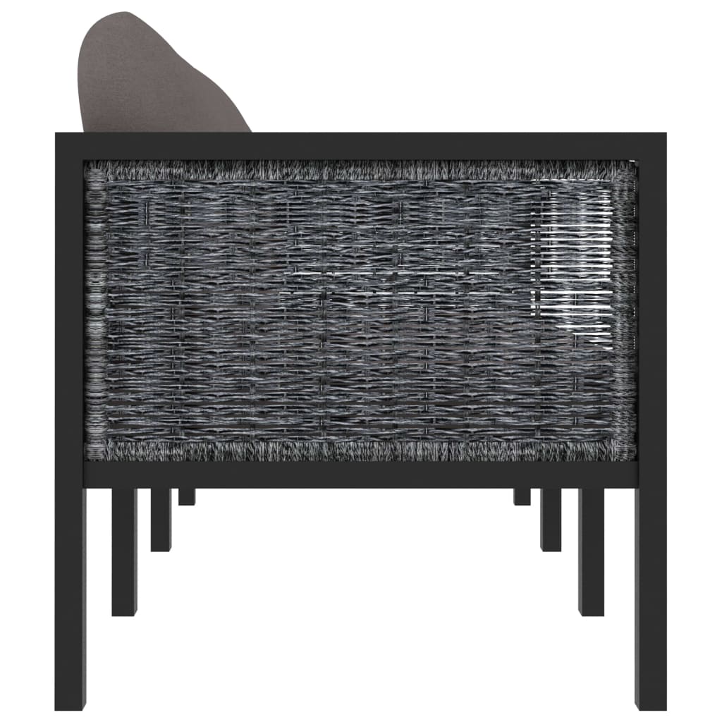 Divano a 3 Posti con Cuscini Antracite in Polyrattan | homemem39