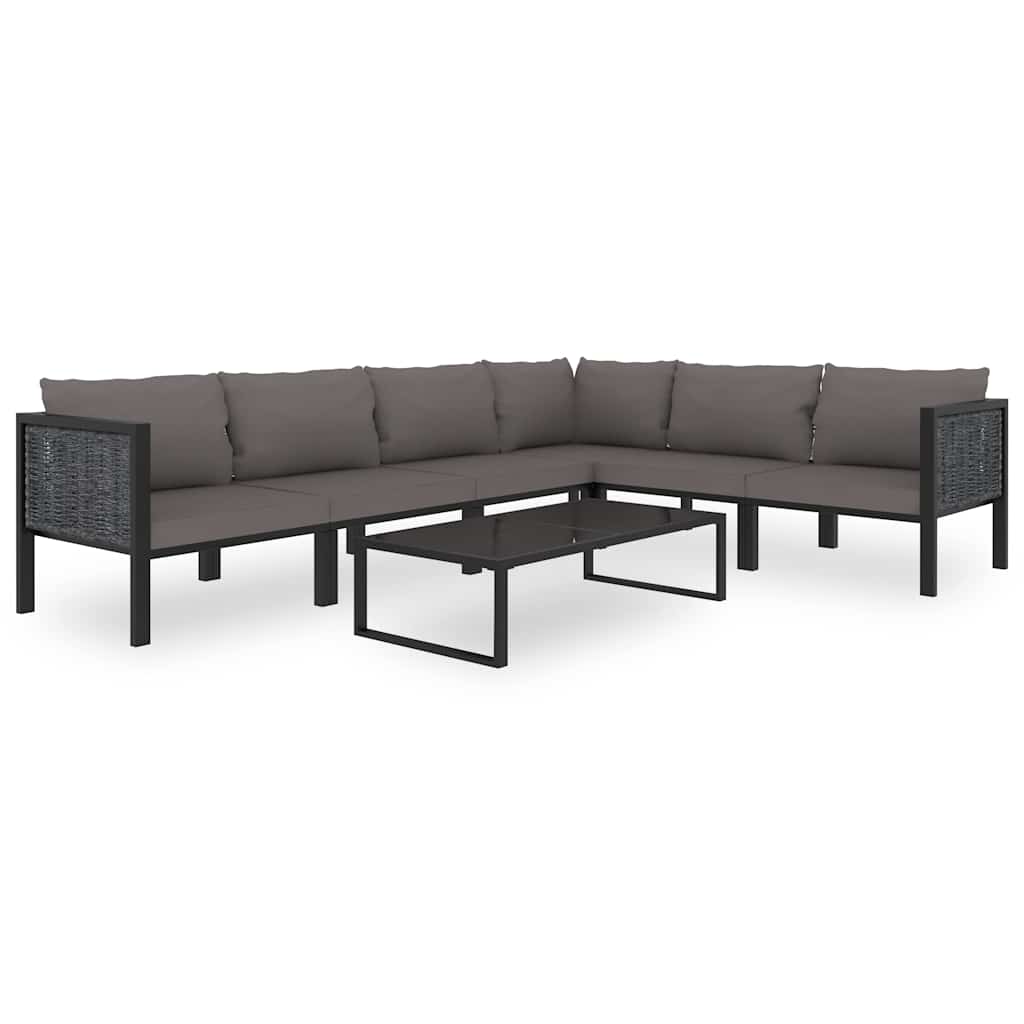 Set Divani da Giardino 7 pz con Cuscini in Polyrattan Antracite