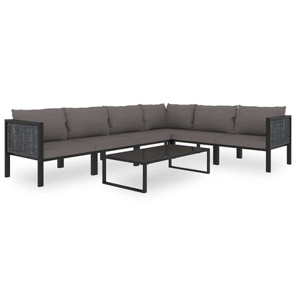 Set Divani da Giardino 7 pz con Cuscini in Polyrattan Antracite