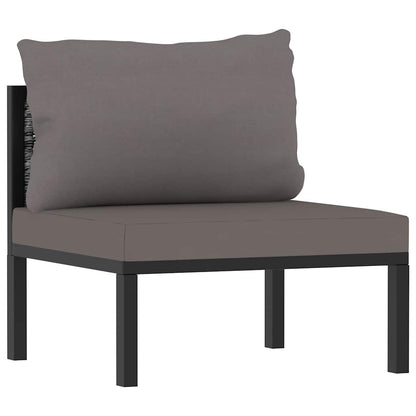 Set Divani da Giardino 7 pz con Cuscini in Polyrattan Antracite