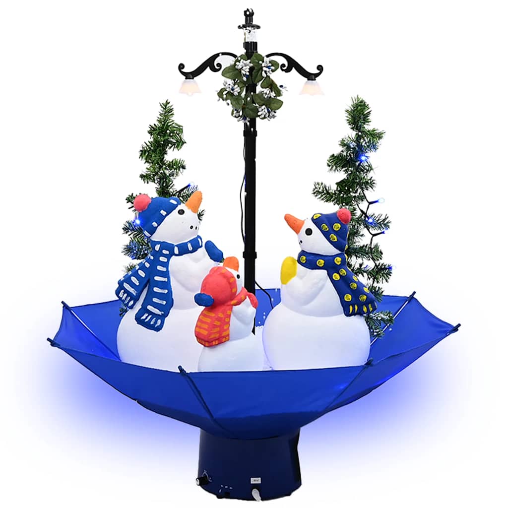 Albero di Natale con Nevicata e Base ad Ombrello Blu 75 cm PVC | homemem39