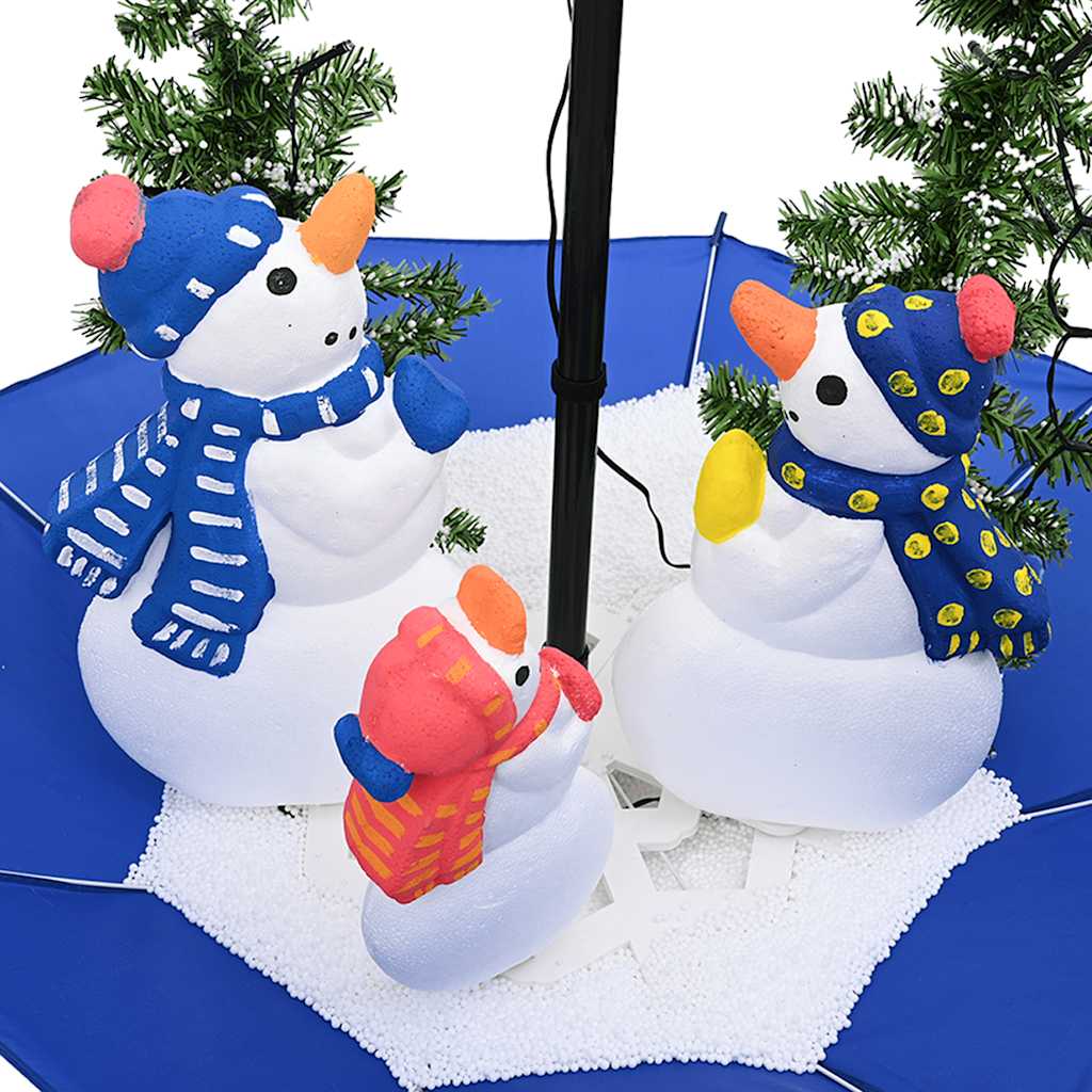 Albero di Natale con Nevicata e Base ad Ombrello Blu 75 cm PVC