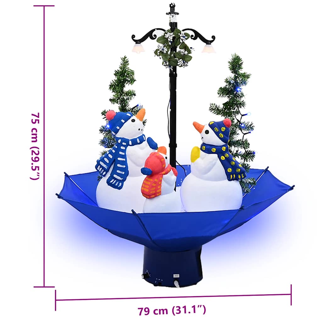 Albero di Natale con Nevicata e Base ad Ombrello Blu 75 cm PVC | homemem39
