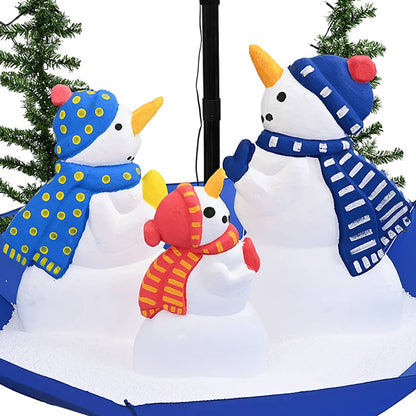 Albero di Natale con Nevicata e Base ad Ombrello Blu 170 cm PVC